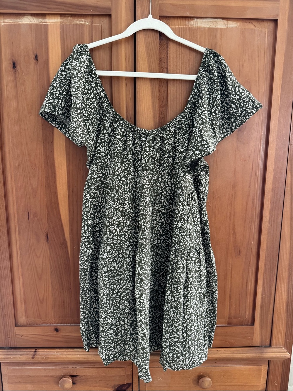 Old Navy Green Floral Swing Dress
